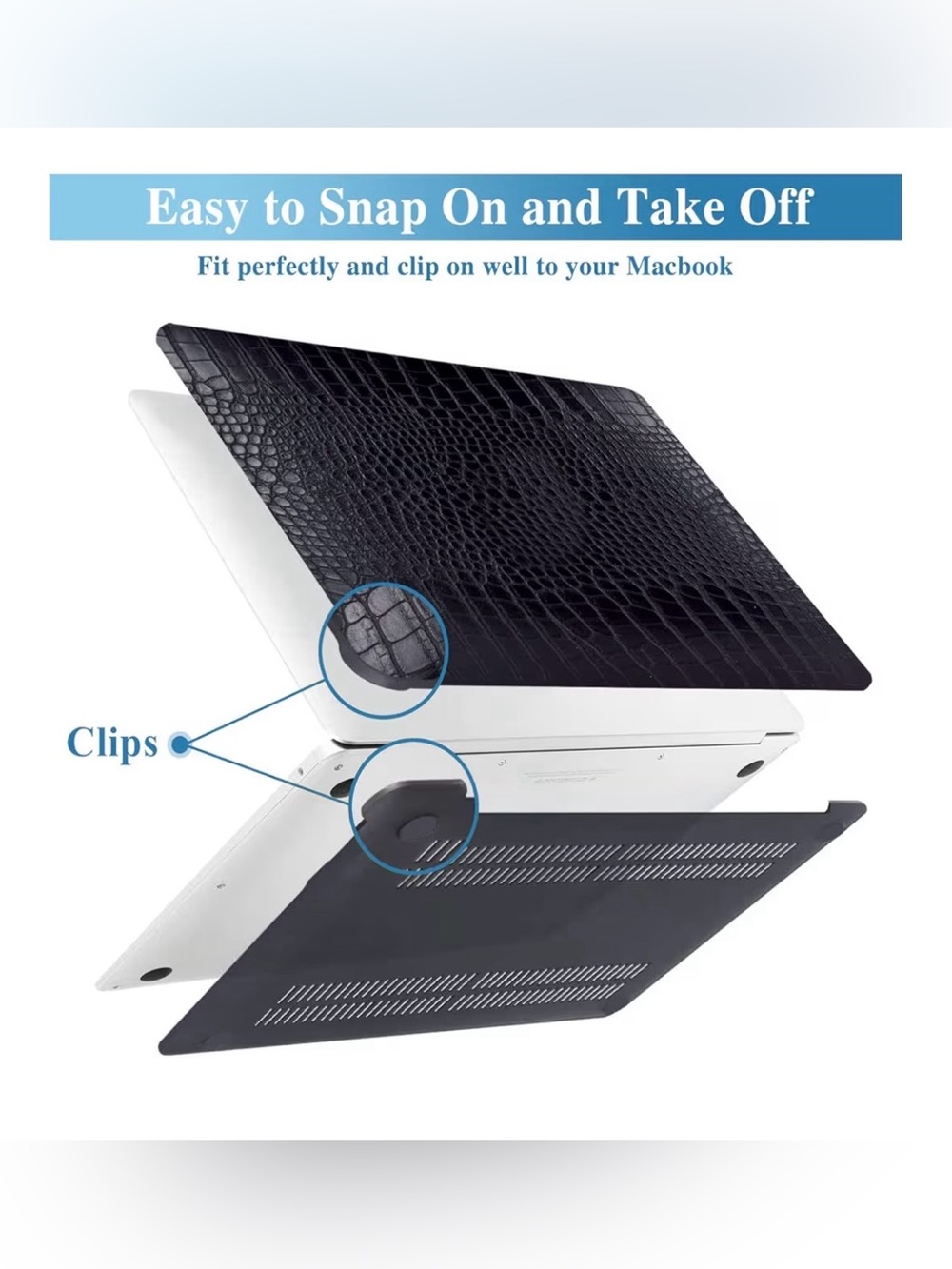 Black Croc Texture Laptop Skin with Matching Keyboard Cover - Picture 3 of 6